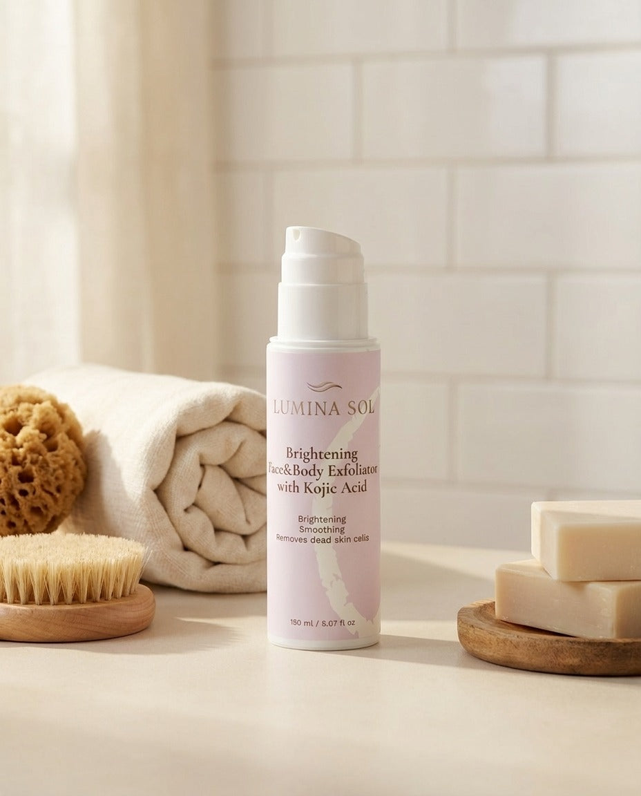 Kojic Acid Exfoliator — being applied to skin, demonstrating gentle massage	