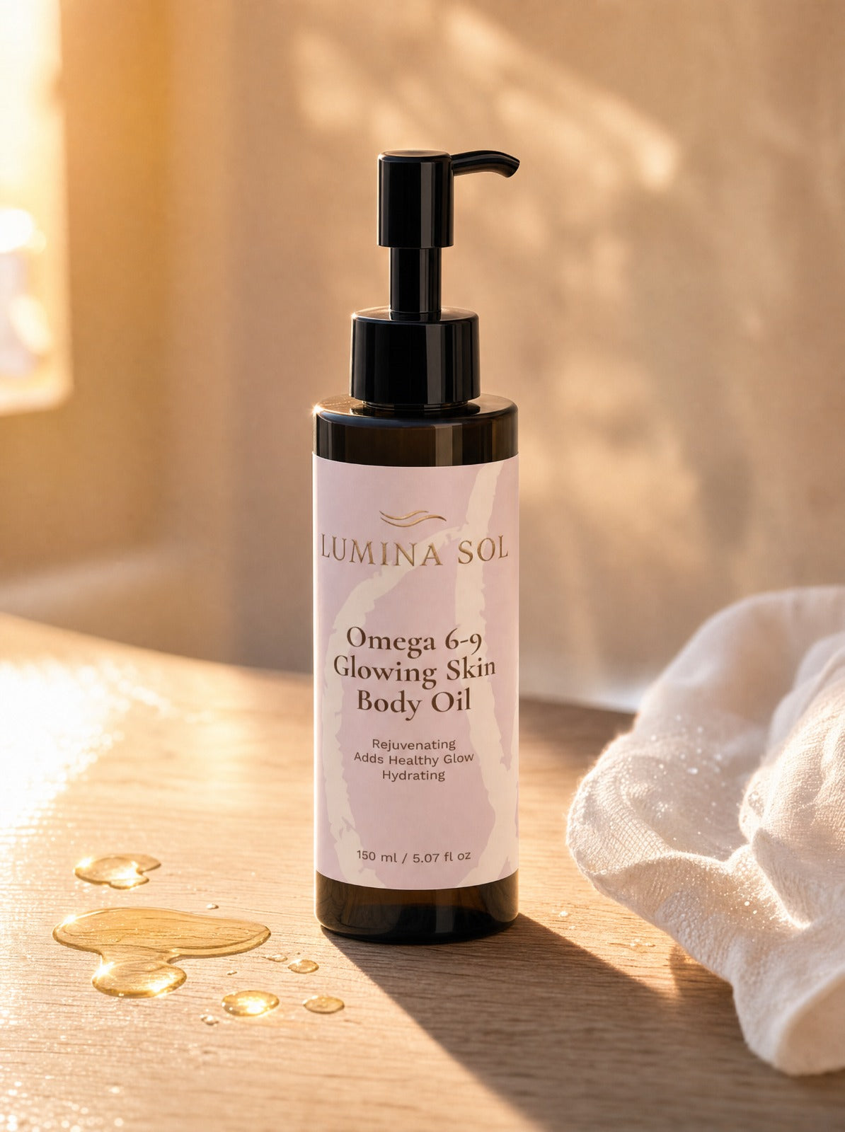 Glowing Skin Body Oil — close-up of oil being applied to skin