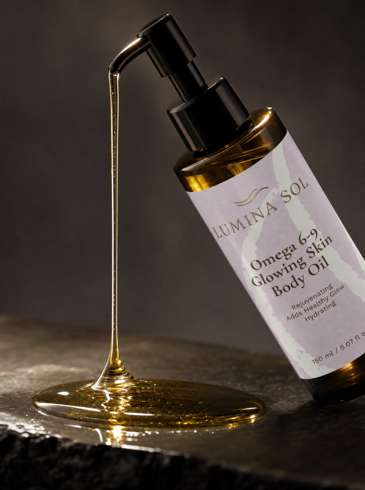 Omega 6-9 Body Oil — flat lay with dried botanicals