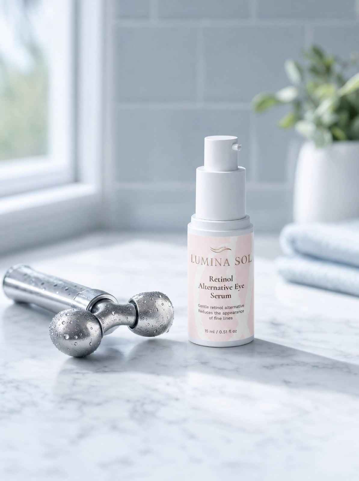 Retinol Alternative Eye Serum — close-up of silky serum texture on fingertip