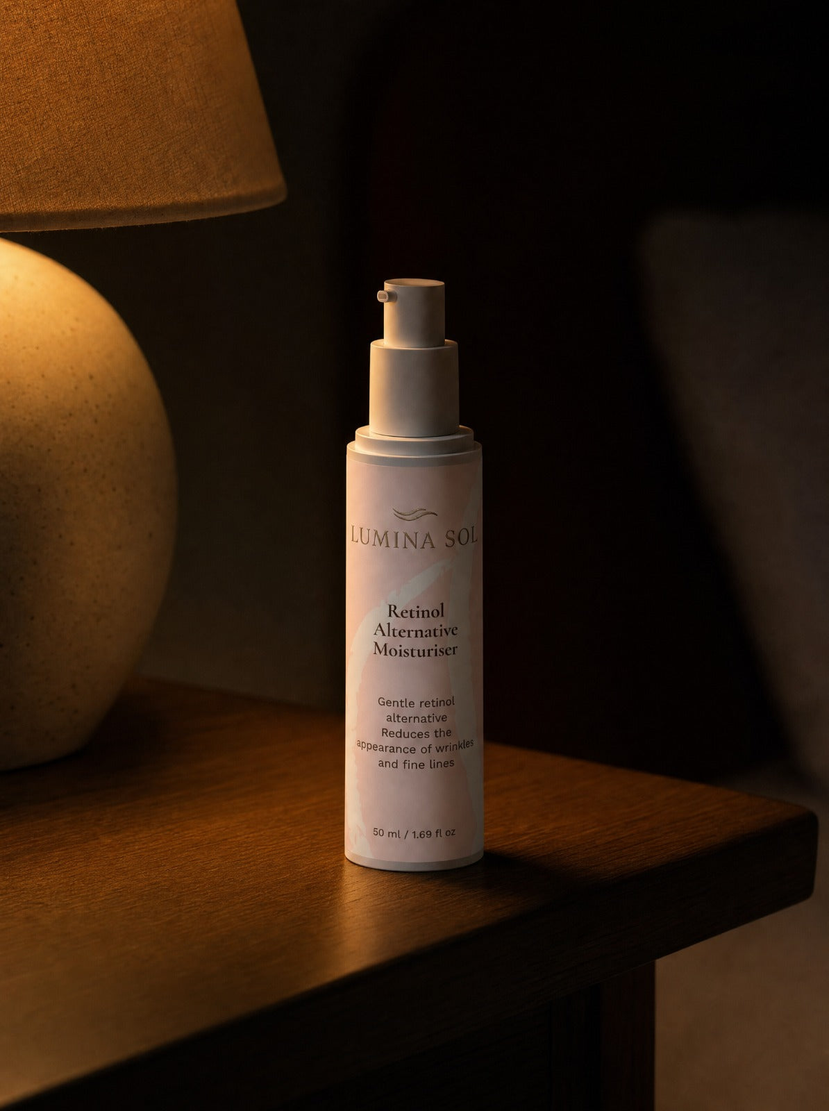 Retinol Alternative Moisturiser — lifestyle shot on bathroom shelf